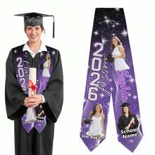 1PC 6.45" X 71.7" Custom Photo Graduation, Personalized Class Of 2026 Sash, Graduation Gifts, For Seniors - Style-1 - View 5