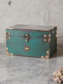 FEILIYA Vintage Chinese Emerald Wooden Jewelry Box Square Storage Chest With Lock Password Protection Treasure Organizer Wholesale Collectible Antique Style Premium Quality Jewelry Container Elegant Home Decor Storage Solution Retro Design Luxury Box Gift - View 3