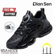 Mens Safety Trainers Safety Shoes Steel Toe Trainers Work Shoes Rotary Button US  UK - Black - View 1