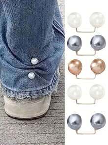 Pearl Pant Leg Clips - Invisible Pant Leg Fixers, No-Sew Pant Leg Clips To Prevent Dragging. Suitable For Sun Hat/Bucket Hat Cord Clips, Invisible Pant Leg Shortening Fixers To Prevent Pant Leg Dragging, Hidden Button-Style Leg Fixing Device For Pants, Skirts, Jeans To Prevent Dragging - Multicolor - View 1
