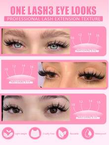 Eimny 300 Pcs Manga Lash Clusters Kit With Bond And Seal & Tweezers And Lash Brush, Wispy Fairy Fluffy Eyelash Extensions, CC Curve 10-16mm Individual Lashes For DIY Cat/Doll Eye, Beginner-Friendly Anime Look For Daily & Party Wear - 彩色 - 查看 6