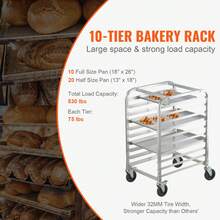 Bun Pan Rack, 10-Tier Commercial Bakery Racks With Brake Wheels, Aluminum Racking Trolley Storage For Half & Full Sheet, Speed Rack For Kitchen Home, Bread Baking Equipment, 26"L X 20.3"W X 39"H - 10-tier - View 3