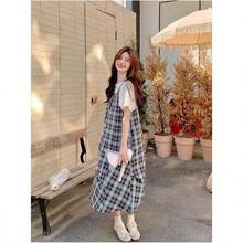 Women Long Dresses - Faux Two-piece Dress - View 5