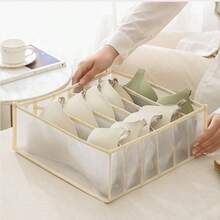 5pcs/3pcs/1pc Underwear Storage Organizer Bags With Drawers And Compartments, Household Wardrobe Storage Bags For Clothes And Socks, Decorated With Mesh Fabric, Suitable For Holiday, Room, Home, Bedroom Decor, Storing Clothes, Pants, Shoes, Jeans, Boots, Skirts - Grey - View 4