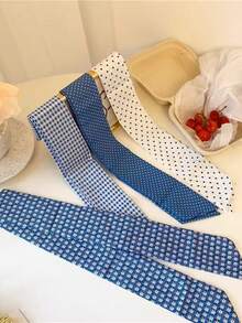 4 piezas Pañuelo para la cabeza con estampado floral y de lunares azul y blanco para mujer, versátil y elegante, adecuado para salidas diarias, ocio, fiestas, viajes, peinados, lavado de cara, maquillaje, accesorios de vestir, accesorios para el cabello de verano, vacaciones, viajes - Multicolor - Ver 4