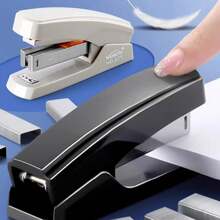 Portable Handheld Desktop Stapler, Metal Stapling Tools, Gray/Black Paper Stapler Machine, Labor Saving 9ZR2 - Gray - View 2