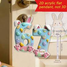 1 pieza Colgante con forma de conejo de Pascua de dibujos animados, decoración colgante de coche con forma plana de conejo de acrílico con el número 67, accesorio para mochila, regalo de pareja - Adorno de conejo - Ver 8