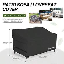 Porch Shield - Funda impermeable para sofá de banco para exteriores 2 plazas 56 pulgadas x 31 pulgadas x 33 pulgadas negro - Negro - Ver 2