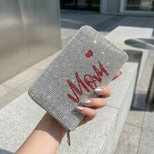 Glam Strass Woven Clutch Wallet For Women Money Wallet Mini Wallet Purse Wallet Small Wallet Cute Wallet Travel Essential - Black - View 4