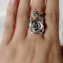 1Pc Vintage Minimalist Women'S Ring, Fashionable Jewelry Suitable For Proposals, Anniversary Dinners, Valentine'S Day Dates, Ideal Gift Choice For Holidays And Birthdays - H383 銀色 - 查看 7