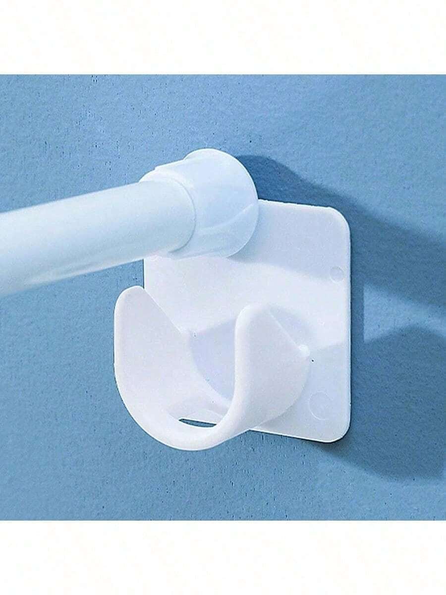 6pcs No-Drill Self-Adhesive Curtain Rod Holders, Suitable For Home & Bathroom Decor, Summer Bathroom Accessories - White - View 1