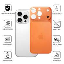Tương thích với iPhone 16 Pro Max/15 Pro/14 Pro, Miếng dán mặt lưng PC mờ siêu mỏng tương thích với iPhone 17 Pro/17 Pro Max. Thích hợp sử dụng hàng ngày, văn phòng, nhà. Bảo vệ ống kính, camera điện thoại, chống nước, chống sốc, chống rơi, chống trầy xước. - trái cam - Xem 4