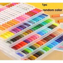 Set nou de pixuri colorate cu două capete, 1/12/24/36 de culori, inclusiv marker pentru acuarelă, cap de pensulă lavabil și pix cu cârlig cu două capete fine - un instrument de desen profesional potrivit pentru pictură, caligrafie, creație artistică și design de fonturi. - Multicolor - Vizualizare 10