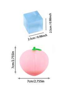 1/2pcs Creative Stress Relief Realistic Peach Squeeze Toy, Squishy Slow Rebound Anti-Stress Toy, Soft Fidget Toy For Adults, Decorative Gift With Random Color Stress Relief Cube And Gift Bag - Multicolor - View 3
