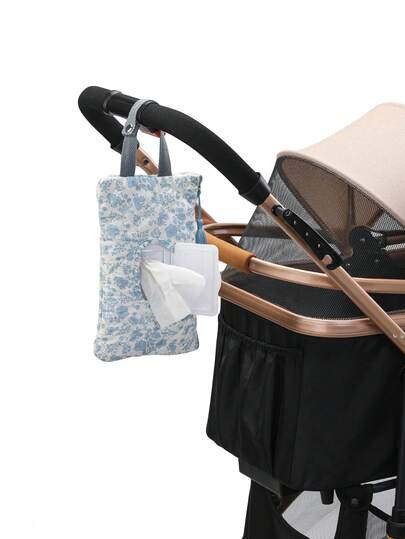 Túi đựng tã mini họa tiết hoa, túi đựng khăn ướt cho bố mẹ, túi đựng khăn ướt chần bông, túi đựng khăn ướt họa tiết hoa có thể treo tiện dụng cho xe hơi, xe đẩy.