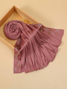 1条女士纯色缎面亮片装饰围巾，柔软透气，时尚优雅，适合搭配连衣裙 - 彩色 - 查看 12