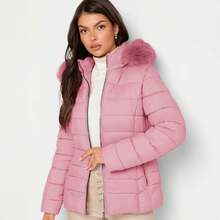 Shendy Vendy Women's Warm Polyester Jacket With Fur Collar - Light Pink 2 - View 8