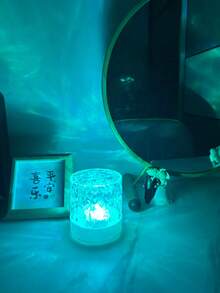 1 pieza Luz de ambiente LED con efecto de onda de agua, control táctil/remoto, luz proyector LED alimentada por USB, 16 opciones de color, proyector de paisaje nocturno LED adecuado para luz de ambiente de la habitación, proyector de onda de agua, cine en casa, techo, decoración navideña, regalo de San Valentín - Multicolor - Ver 2