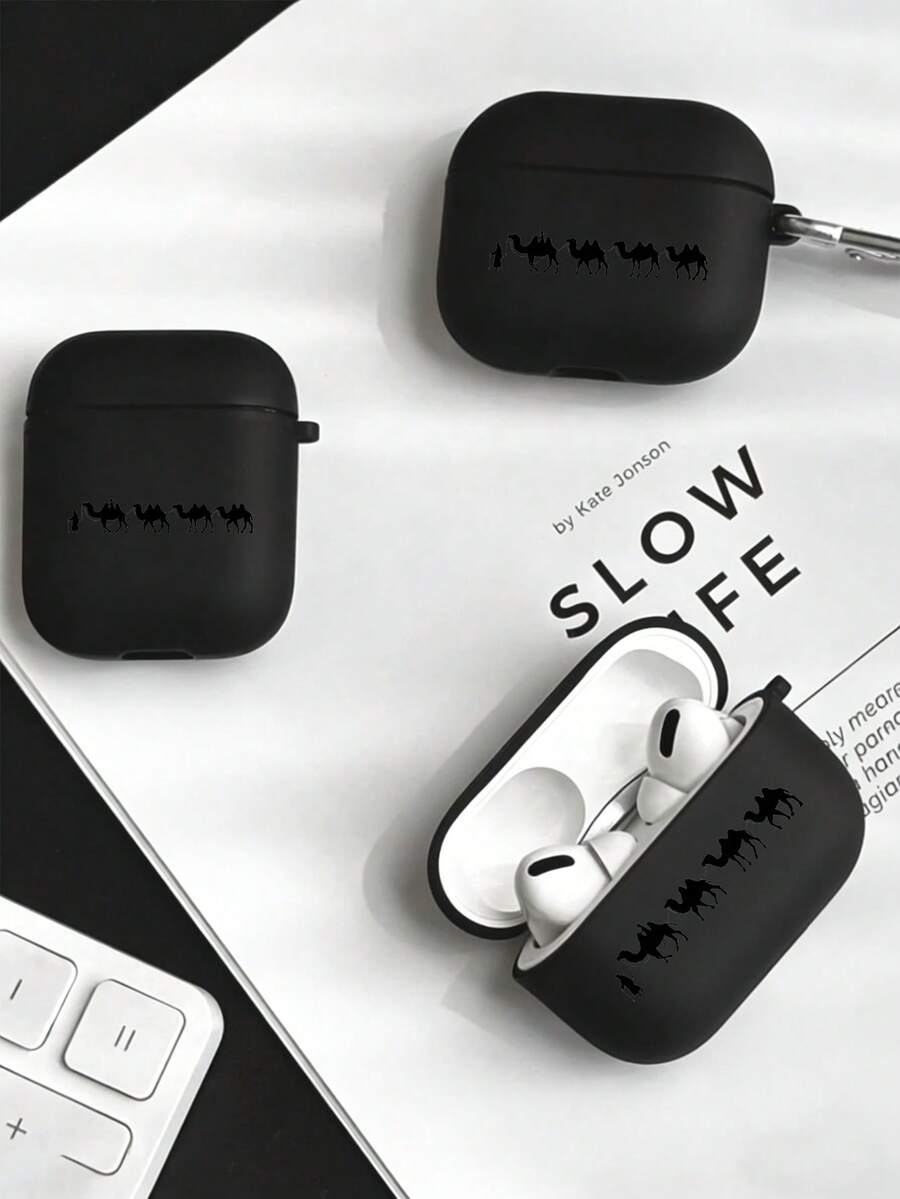 1个极简驼色耳机保护套，兼容苹果Pro 2、Pro 3、1/2，哑光表面 - 黑色 - 查看 1