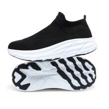 Men's Breathable Mesh Sneakers, Lightweight Running Shoes, Student Sports Shoes, Couple Shoes - Black and White - View 8