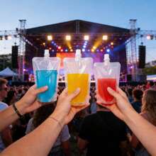 5/10/50pcs Disposable Transparent Stand-Up Pouches With Spout, Portable Drink Pouches For Music Festivals Outdoor, Hands-Free Leak-Proof Juice Bags - View 5