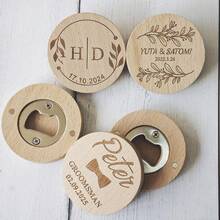 Bộ 10/20 chiếc dụng cụ mở nắp chai bằng gỗ sồi tùy chỉnh, dụng cụ mở nắp chai dán tủ lạnh từ tính cá nhân hóa, dụng cụ mở nắp chai cưới tùy chỉnh, quà tặng cho phù rể, quà lưu niệm tiệc tùng, quà tân gia. - Dụng cụ mở chai bằng gỗ sồi tròn - Xem 9