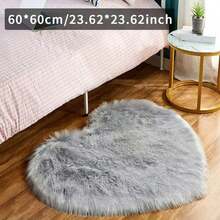 1pc Valentine's Day Plush Faux Wool Pink Heart Shaped Carpet, Non-Slip, Fluffy, Soft Home Decor Rug For Living Room, Bedroom, Study - Pink - View 8