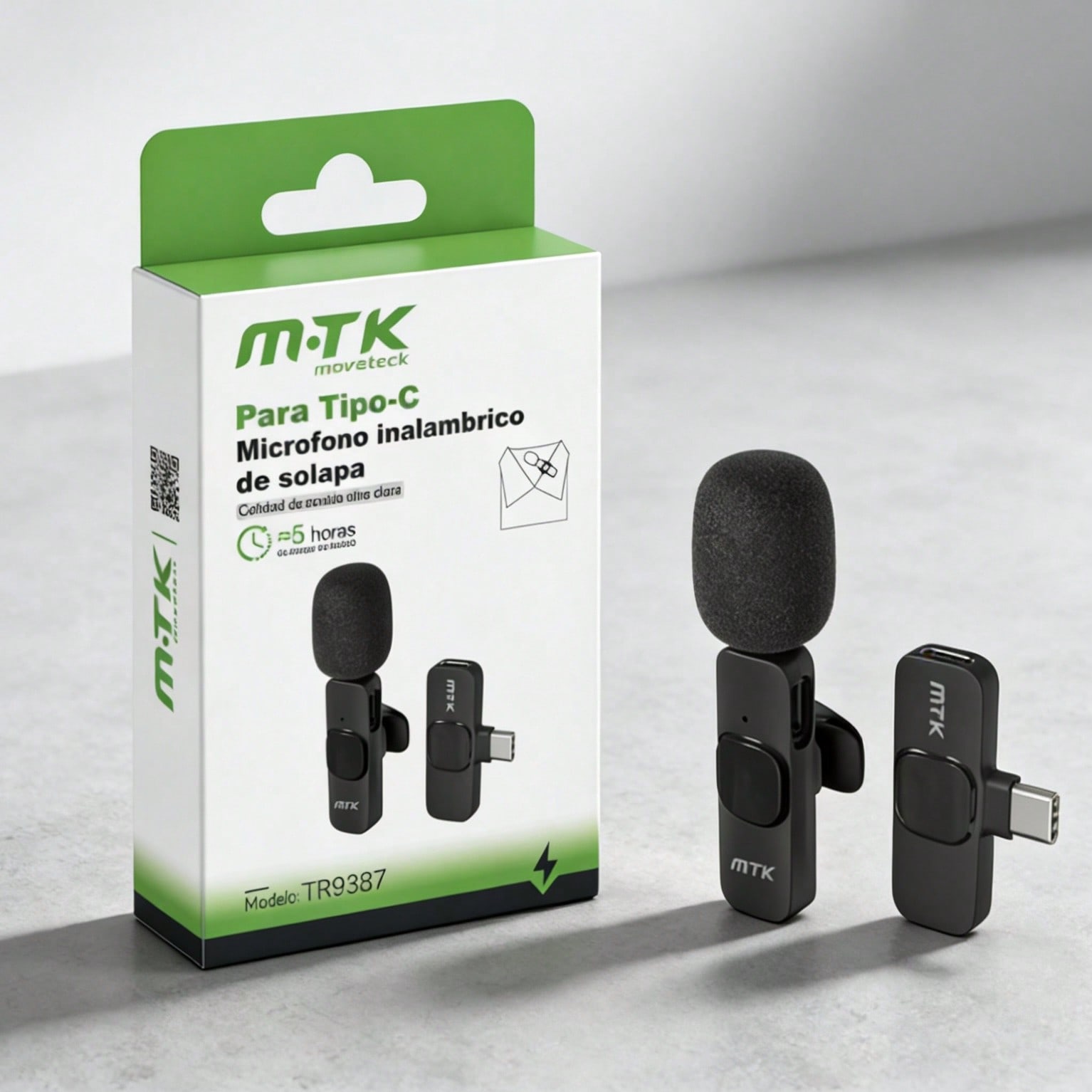 Micrófono Inalámbrico de Solapa MTK TR9387, Conector Tipo-C, 5 Horas de Autonomía, Calidad de Sonido Ultra Clara