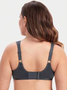 MELENECA Women Plus Size Full Coverage Underwire Lace Bra With Comfortable Cushioned Straps - Dark Grey - View 3