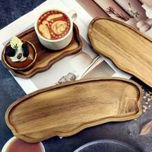 Premium Acacia Wood Serving Tray - 11.4"X4.2" Irregular Oval Design For Desserts, Snacks, Fruits & Appetizers - Perfect For Home Decor & Holiday Celebrations - Wood Color - View 7