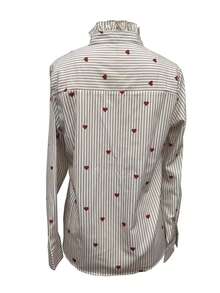 Áo sơ mi dài tay họa tiết trái tim đỏ và sọc trắng dành cho nữ, trang phục thường ngày và công sở, xuân/hè - Nhiều màu - Xem 6