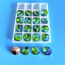 20pcs/Set 14mm Double Hole Glass Beads/Crystal Octagonal Beads, DIY Suncatchers/Crystal Prisms/Crystal Pendant For Chandelier/Christmas Tree Decor/Holiday Decor/Wedding Decor - Multicolor - View 13