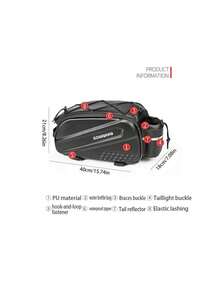 Waterproof Bicycle Rear Bag Hard Shell EVA Cycling Trunk, Large Capacity Bike Saddle Bag With Bottle Holder & Reflective Trim, Shoulder Strap For MTB Road Bicycle Commuter Travel - Multicolor - View 3