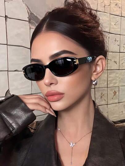 Retro Cat Eye Small Frame Y2K Black Fashion Fashion Glasses, Classic Plastic Casual Decoration Daily Wear Unisex
