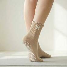 女士防滑普拉提袜 | 防滑瑜伽健身袜 | 可爱荷叶边踝袜，适合普拉提、瑜伽和芭蕾 | 透气防滑，增强抓地力 - 彩色 - 查看 11