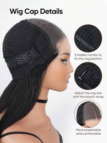 jessie's wig 预剪裁 4x4 蕾丝波浪层次剪裁无胶假发，带刘海，真人发，即戴即走，180% 密度，100% 真人发 - SNatural - 查看 8