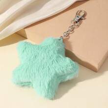 1pc Five-Pointed Star Plush Keychain Pendant, Faux Rabbit Fur Ball Star Plush Keychain Accessory - View 4