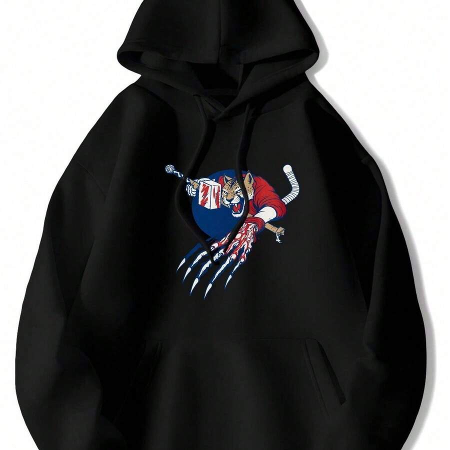 MenS Anime Graphic Hooded Sweatshirt - Black Pullover Hoodie With Japanese Manga Design Cozy Fall Winter Warmth Regular - 黑色 - 查看 1