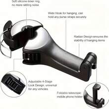 2pcs Adjustable Car Seat Phone Holder With Headrest Mount – Durable ABS Material, Water-Resistant, Car-Compatible; Provides A Secure Grip For Road Trips And Commuting – Car Phone Mount - Multicolor - View 7