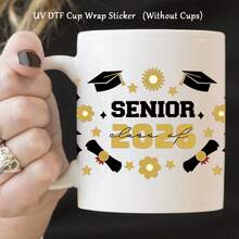 1pc Senior 2026 UV DTF Transfer Sticker, Class Of 2026 Graduation Theme Cup Wrap Decal For Water Bottles, Glass Cup, Laptops & Home Decor, Graduation Season Transfer Sticker - Multicolor - View 5