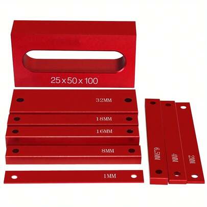 9Pcs Metric Setup Block Set, Aluminum Alloy Stackable Height Gauge Bars With Clear Size Markings, Precision Woodworking Measuring Tool For Router Table & Carpenter Setup