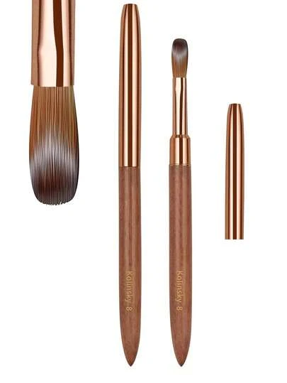 Kolinsky Nylon Nail Brush With Wooden Handle, Professional Nail Brush Suitable For Powder Nails - Essential For Beauty Salons And DIY Nail Art