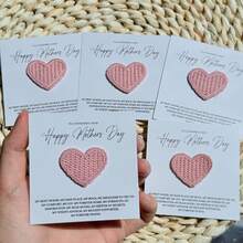 5pcs Pink Crochet Heart-Shaped Mother's Day Greeting Cards, Suitable For Gifting - Multicolor - View 2