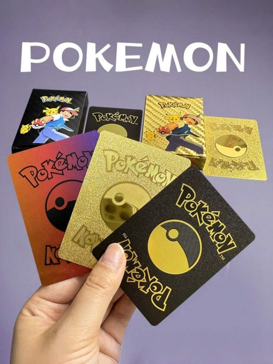 pokemon 55/10张高端宝可梦Vmax卡牌、动漫游戏卡牌、对战卡牌、创意小礼物、节日装饰、生日派对用品、生日礼物、艺术工艺装饰品、FNAF、罗纳尔多、动漫周边、动漫、罗纳尔多、游戏（随机发货） - 彩色 - 查看 1