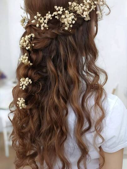 Handmade Gypsophila Hair Stick, Bohemian Dried Flower Hair Accessory, Suitable For Daily Wear, Weddings, Graduations, And Photography As Floral Bridal/Bridesmaid Headpiece