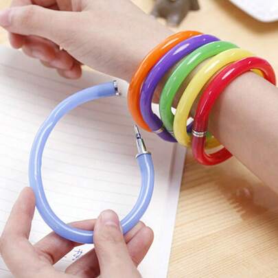 5pcs Cute Bracelet Ballpoint Pens - Creative Office Stationery, Battery-Free, Bracelet Pens