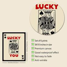 6pcs Poker Wall Decor Set, Retro Pink/Black Ace & Queen Playing Card Minimalist Style Canvas Artwork, Suitable For Bedroom, Living Room, Gallery, Bar, 8*10 Inch Frameless - Black - View 7