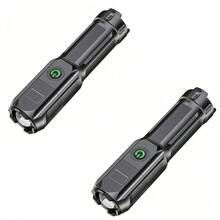 1 pieza Linterna LED súper brillante, linterna recargable ajustable y portátil, linterna impermeable multifuncional para uso en exteriores y en el hogar, adecuada para emergencias, senderismo y camping - Negro - Ver 14