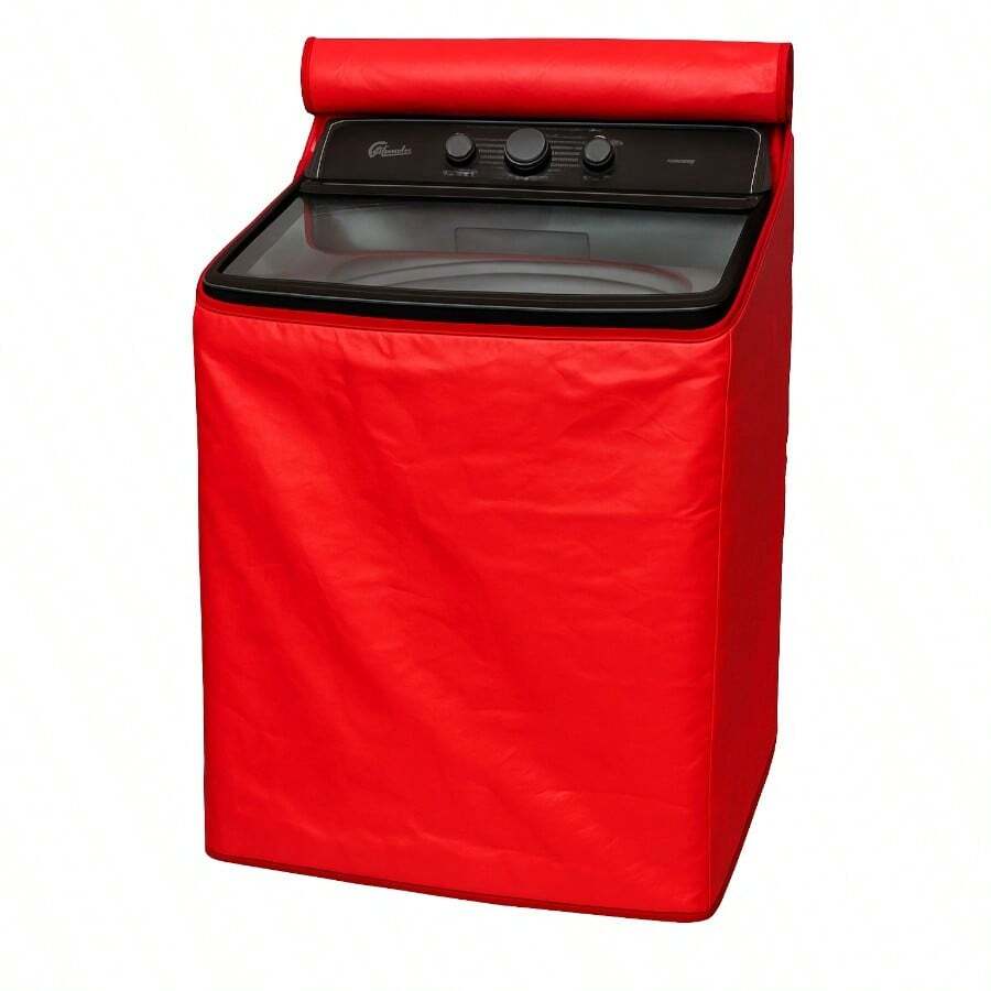 Washing Machine Cover With Silver Zipper Panel, Waterproof And Plush, For Indoor And Outdoor Use, Premium Quality, Durable Up To 6 Years, Compatible With All Brands. - 紅色 - 查看 1