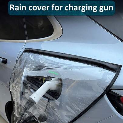 1pc Waterproof Cover For Electric Vehicle Charging Gun, Made Of PVC Material With Good Waterproofing, Equipped With Edge "Sealing Strips" Or "Tightening Ropes" Design To Block Rain And Wash Water From Entering The Charging Port. Can Be Used When Charging In The Rain (Not Heavy Rain) To Reduce Water Ingress, But Not Recommended For Outdoor Charging In Downpours As The Cover Is Only Splash-Proof, Not Submersible.